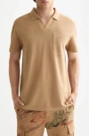 Scotch & Soda Johnny Collar Cotton Piqué Pocket Polo In Brown