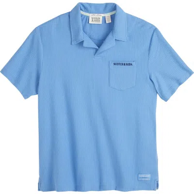 Scotch & Soda Johnny Collar Pocket Polo In Blue