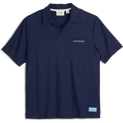 Scotch & Soda Johnny Collar Pocket Polo In Blue