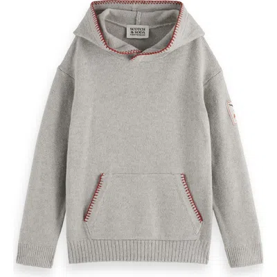 SCOTCH & SODA SCOTCH & SODA KIDS' BLANKET STITCH ACCENT SWEATER HOODIE