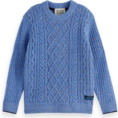 Scotch & Soda Kids' Cable Sweater In Blue