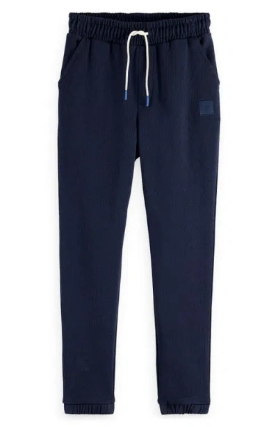 Scotch & Soda Kids' Core Logo Badge Organic Cotton Sweatpants In Blue