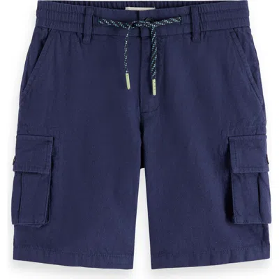 Scotch & Soda Kids' Cotton Cargo Shorts In Blue