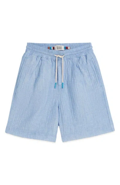 Scotch & Soda Kids' Cotton Chambray Shorts In Blue