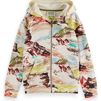 Scotch & Soda Kids' Cotton Jersey Zip Hoodie In Multi