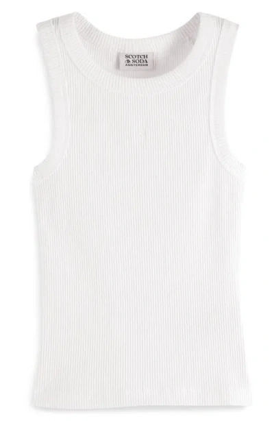 Scotch & Soda Kids' Cotton Rib Tank In White