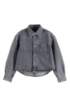 Scotch & Soda Kids' Denim Button-up Overshirt In Black