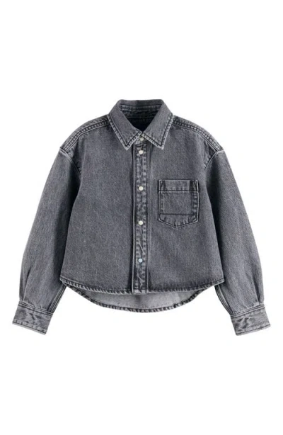 Scotch & Soda Kids' Denim Button-up Overshirt In Black