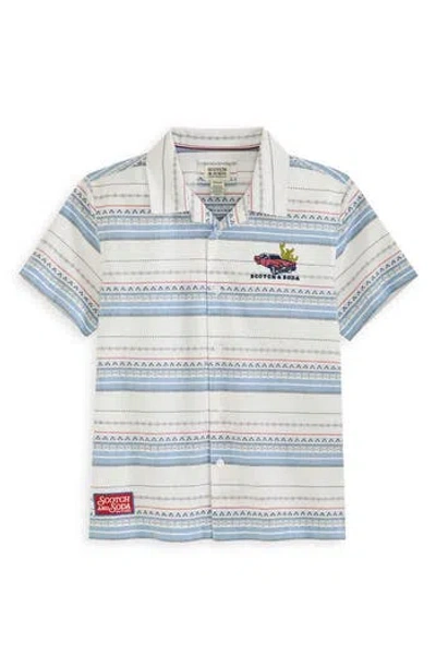 Scotch & Soda Kids' Dobby Camp Shirt In Multi