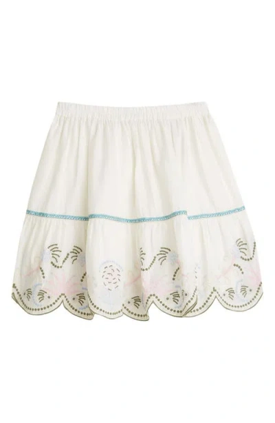 Scotch & Soda Kids' Embroidered Scalloped Hem Cotton Skirt In Neutral