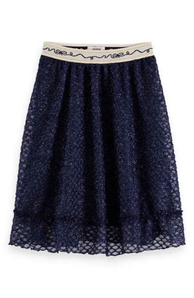 Scotch & Soda Kids' Fancy Sparkle Midi Skirt In Blue