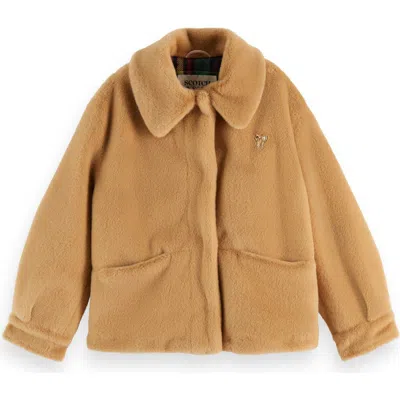 Scotch & Soda Kids' Faux Fur Jacket In Brown