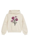 Scotch & Soda Kids' Floral Embroidered Pleated Sleeve Hoodie In White