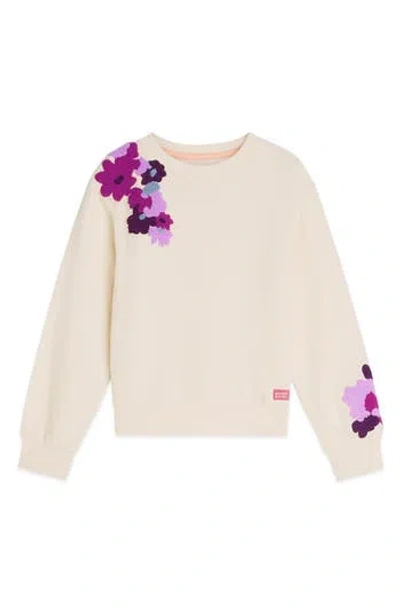 Scotch & Soda Kids' Flower Appliqué Sweatshirt In Yellow