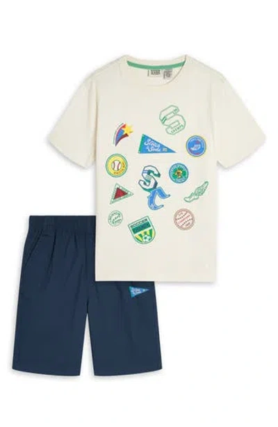Scotch & Soda Kids' Graphic T-shirt & Coordinating Shorts Set In Multi