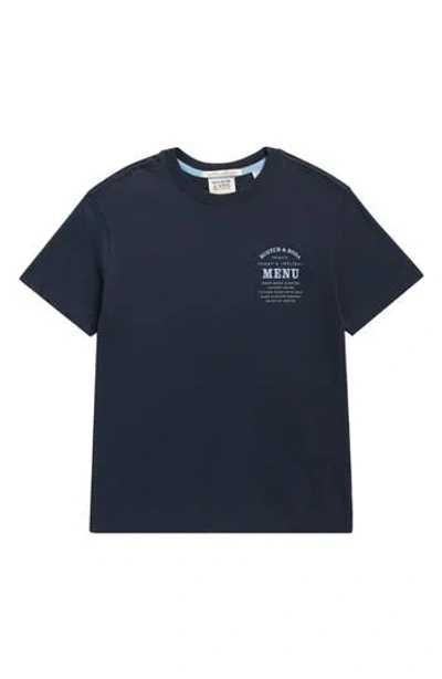 Scotch & Soda Kids' Inflight Menu Logo Graphic T-shirt In Black