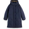 Scotch & Soda Kids' Insulated Hooded Puffer Coat In Blue