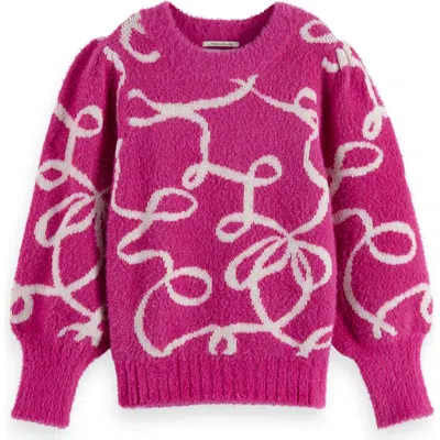 Scotch & Soda Kids' Jacquard Sweater In Pink