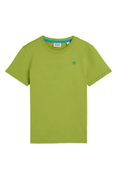 Scotch & Soda Kids' Logo Embroidered Organic Cotton T-shirt In Green