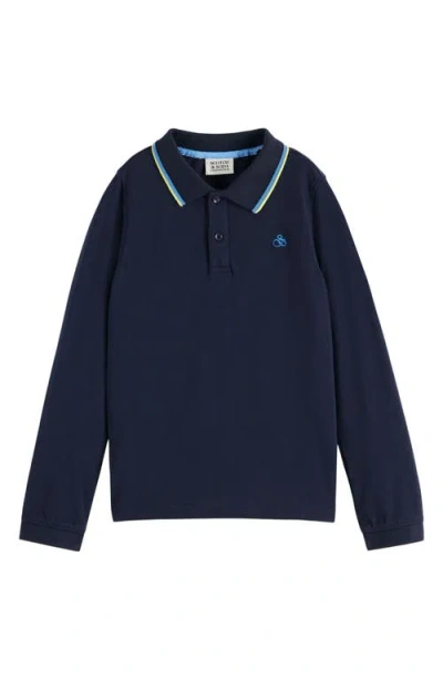 SCOTCH & SODA SCOTCH & SODA KIDS' LONG SLEEVE COTTON PIQUÉ POLO