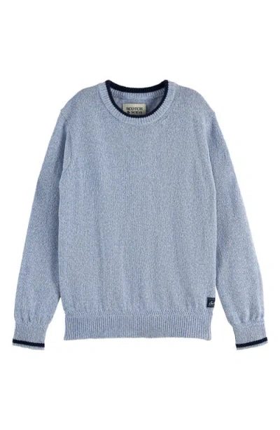 Scotch & Soda Kids' Mélange Cotton Crewneck Sweater In Blue