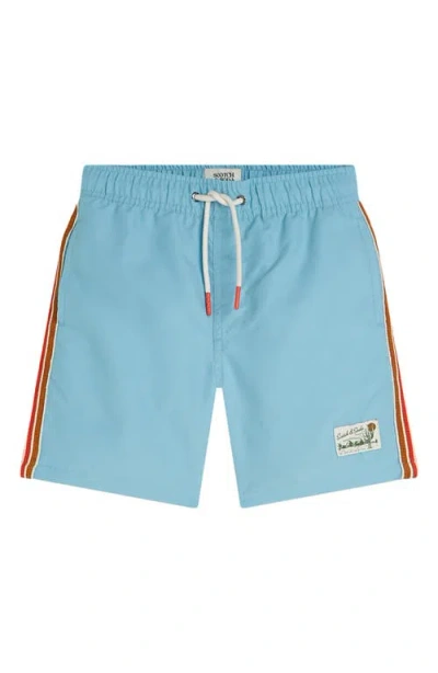Scotch & Soda Kids' Midlength Magic Swim Trunks In Blue