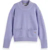 Scotch & Soda Kids' Mock Neck Chenille Sweater In Purple