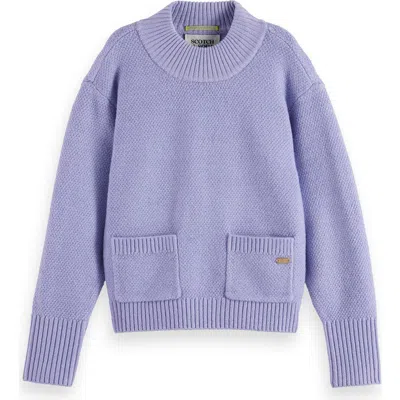 Scotch & Soda Kids' Mock Neck Chenille Sweater In Purple