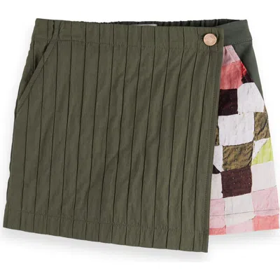 Scotch & Soda Kids' Pleated Patchwork Skort In Green