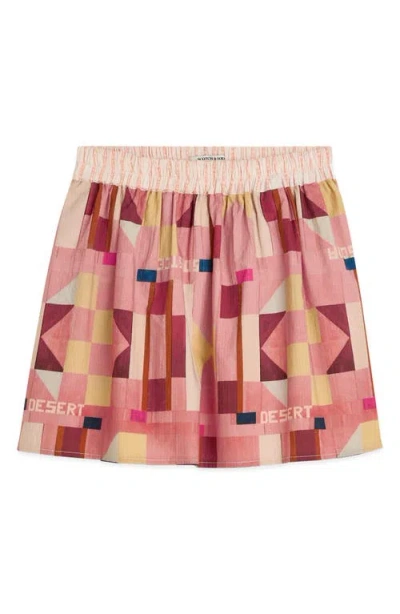 Scotch & Soda Kids' Print Cotton Seersucker Skirt In Pink