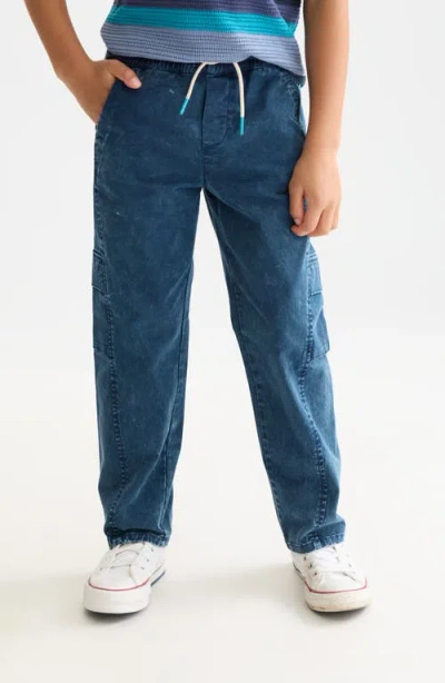 Scotch & Soda Kids' Pull-on Straight Leg Cargo Pants In Blue