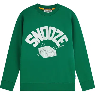 Scotch & Soda Boys' Front Artwork Washed Sweatshirt - Little Kid, Big Kid In Green