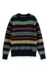 Scotch & Soda Kids' Relaxed Fit Jacquard Sweater In Multi