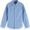 Scotch & Soda Boy's Yarn-dyed Stripe Button-front Shirt In Blue