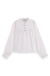 Scotch & Soda Kids' Ruffle Cotton Blend Top In White