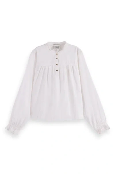 Scotch & Soda Kids' Ruffle Cotton Blend Top In White
