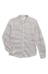 Scotch & Soda Kids' Space Dye Pique Button-up Shirt In White