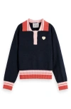 Scotch & Soda Kids' Sporty Stripe Rib Pullover In Black