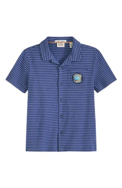 Scotch & Soda Kids' Stripe Cotton Jersey Piqué Polo