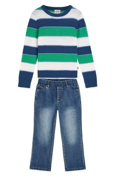 Scotch & Soda Kids' Stripe Sweater & Jeans Set In Blue
