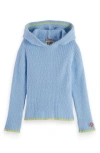 Scotch & Soda Kids' Textured Rib Knit Hoodie In Blue