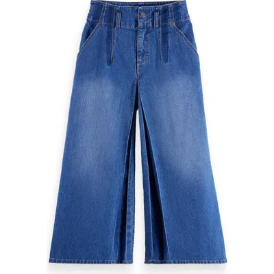 Scotch & Soda Kids' The Wave Custom Fit Wide Leg Jeans In Blue