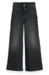 Scotch & Soda Kids' The Wave Wide Leg Jeans In Black