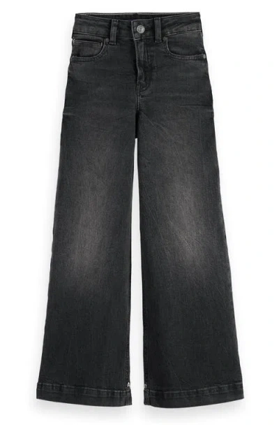 Scotch & Soda Kids' The Wave Wide Leg Jeans In Black
