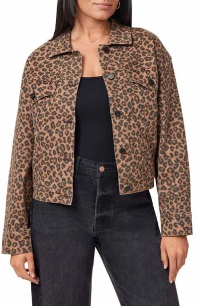 Scotch & Soda Leopard Print Oversized Crop Denim Jacket In Multi