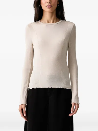 Scotch & Soda Lettuce-trim T-shirt In Neutrals
