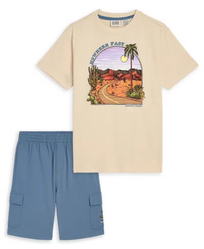 Scotch & Soda Kids' Little & Big Boys 4-16 T-shirt And Short, 2-piece Set In Neutral