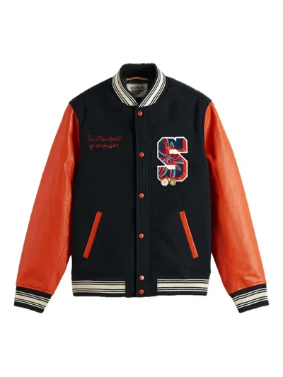 Scotch & Soda Logo-appliqué Panelled Jacket In Black