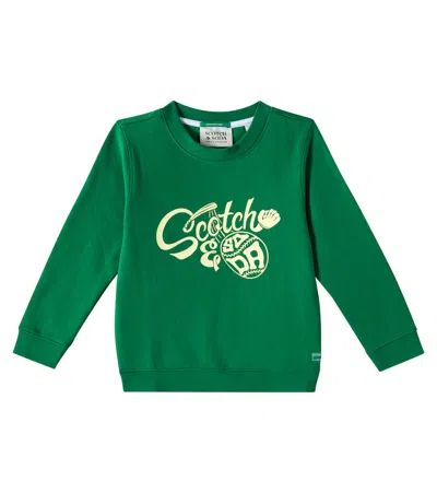 Scotch & Soda Kids' Logo Cotton Sweatshirt In Green