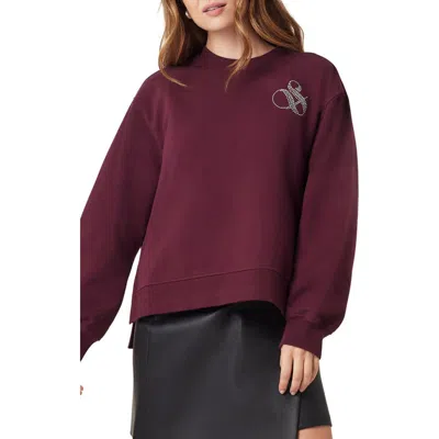 Scotch & Soda Logo Detail Cotton Sweatshirt In Burgundy